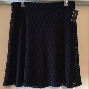 NWT Alfani Navy Blue Skirt Lace Overlay size 14